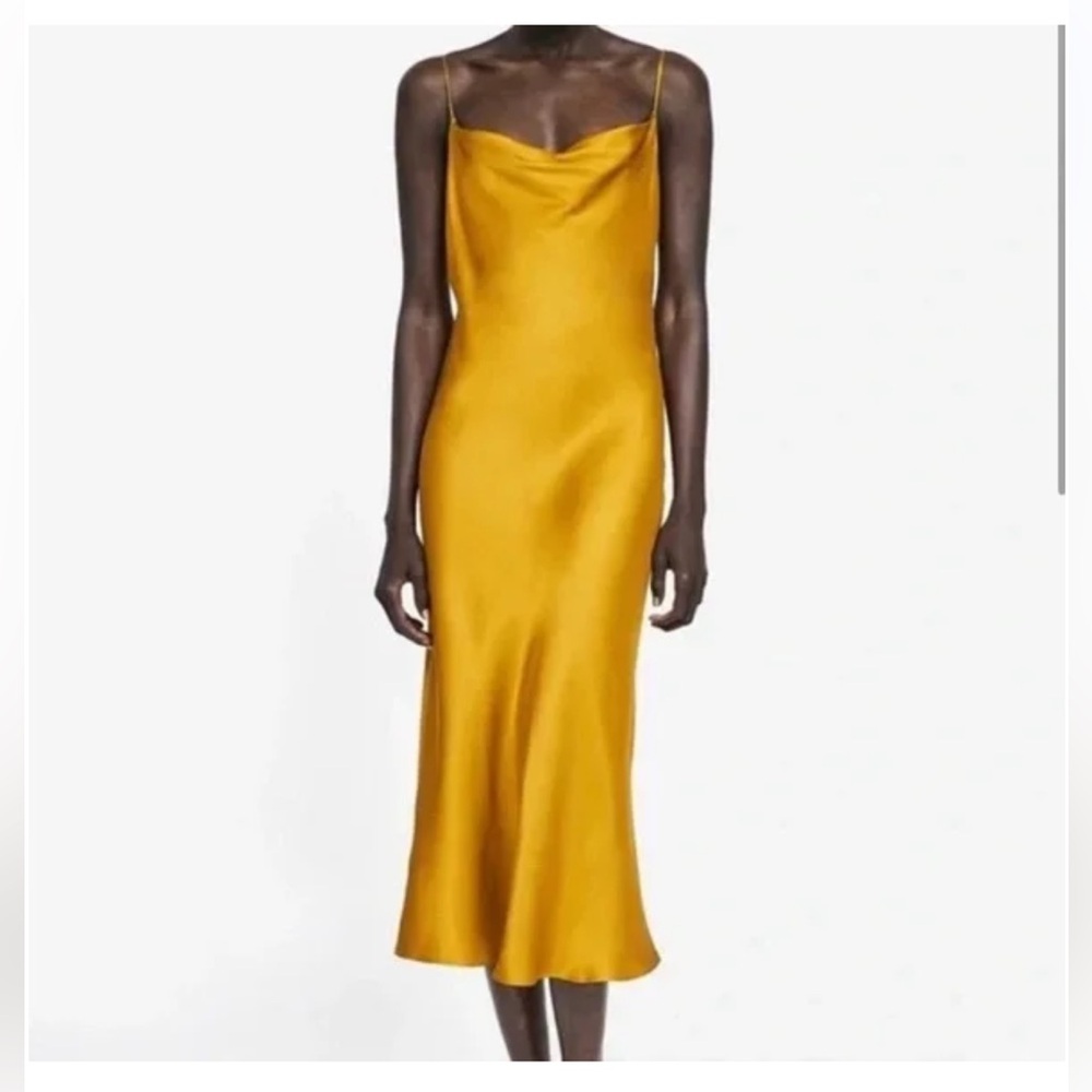 Zara mustard satin slip dress